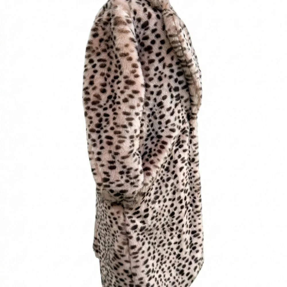 Pink Leopard Print Faux Fur Coat Size Medium, Skies Are Blue Brand Jacket - Picture 3 of 6